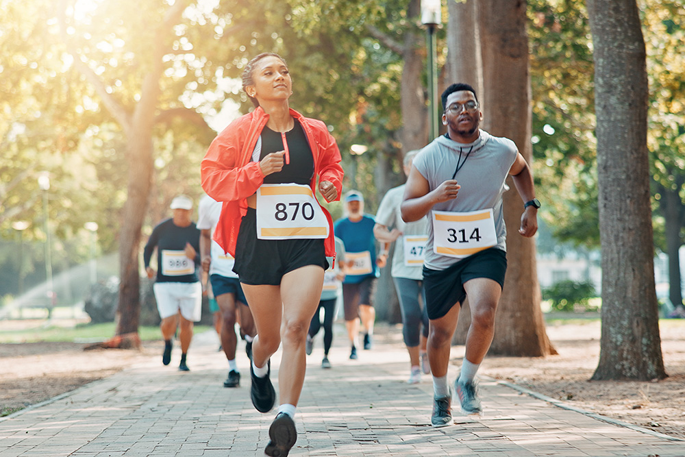 A group of runners during a marathon run